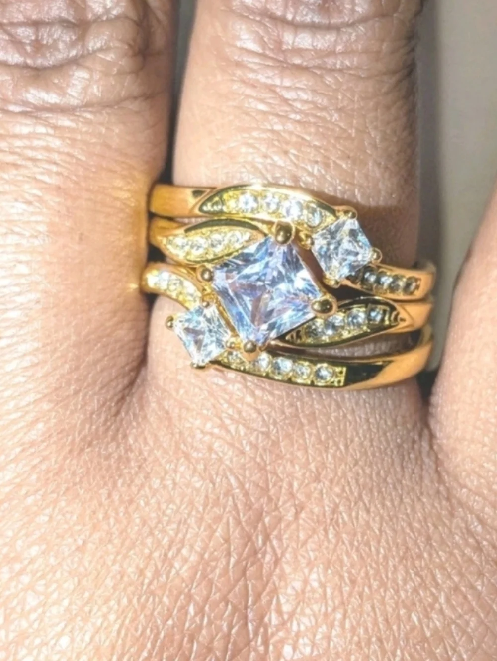 3ct Lab Created Diamond Engagement Bridal Ring Set 14k Yellow Gold Plated 10